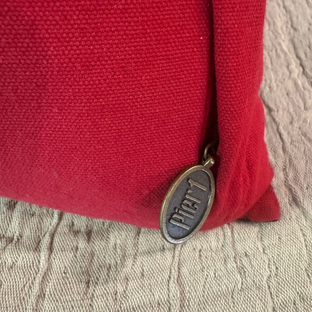 Pier 1 Plaid Merry Beaded Holiday Pillow